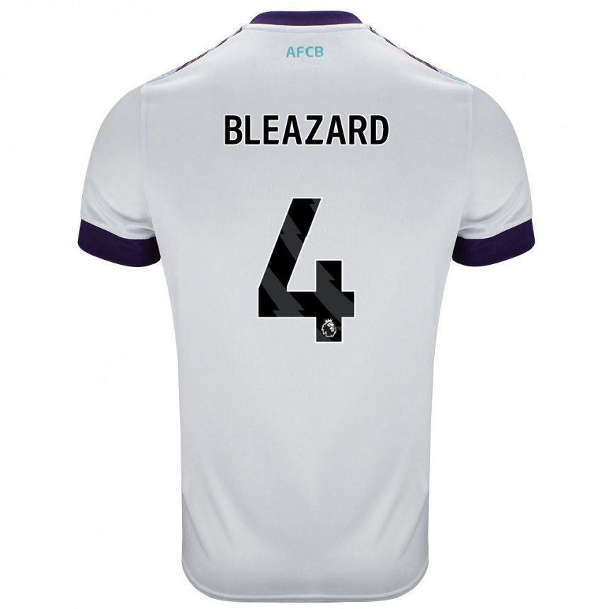 Niño Fútbol Camiseta Helen Bleazard #4 Blanco Verde Púrpura 2ª Equipación 2024/25