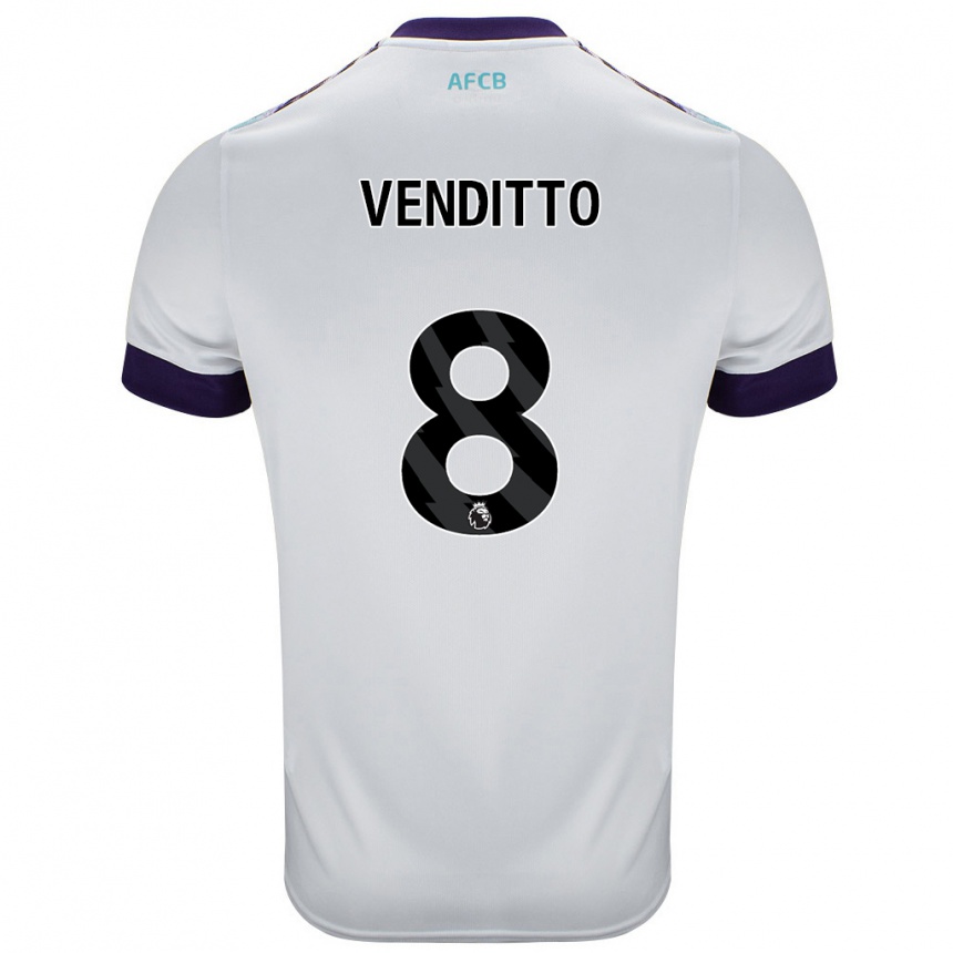 Niño Fútbol Camiseta Olivia Venditto #8 Blanco Verde Púrpura 2ª Equipación 2024/25