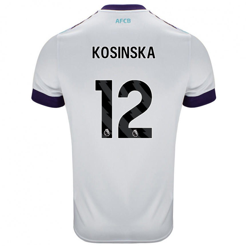 Niño Fútbol Camiseta Daniela Kosinska #12 Blanco Verde Púrpura 2ª Equipación 2024/25