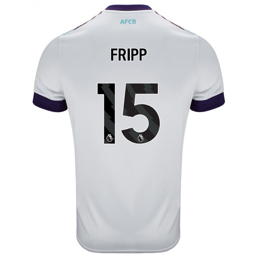 Niño Fútbol Camiseta Kelly Fripp #15 Blanco Verde Púrpura 2ª Equipación 2024/25