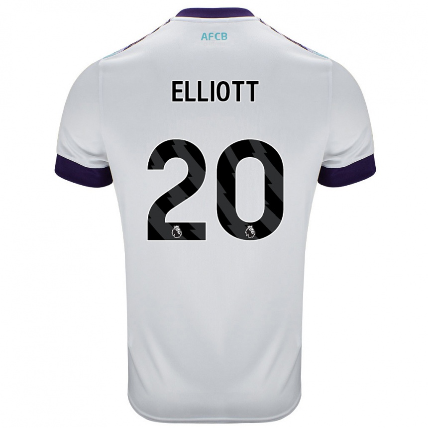 Niño Fútbol Camiseta Kaitlyn Elliott #20 Blanco Verde Púrpura 2ª Equipación 2024/25