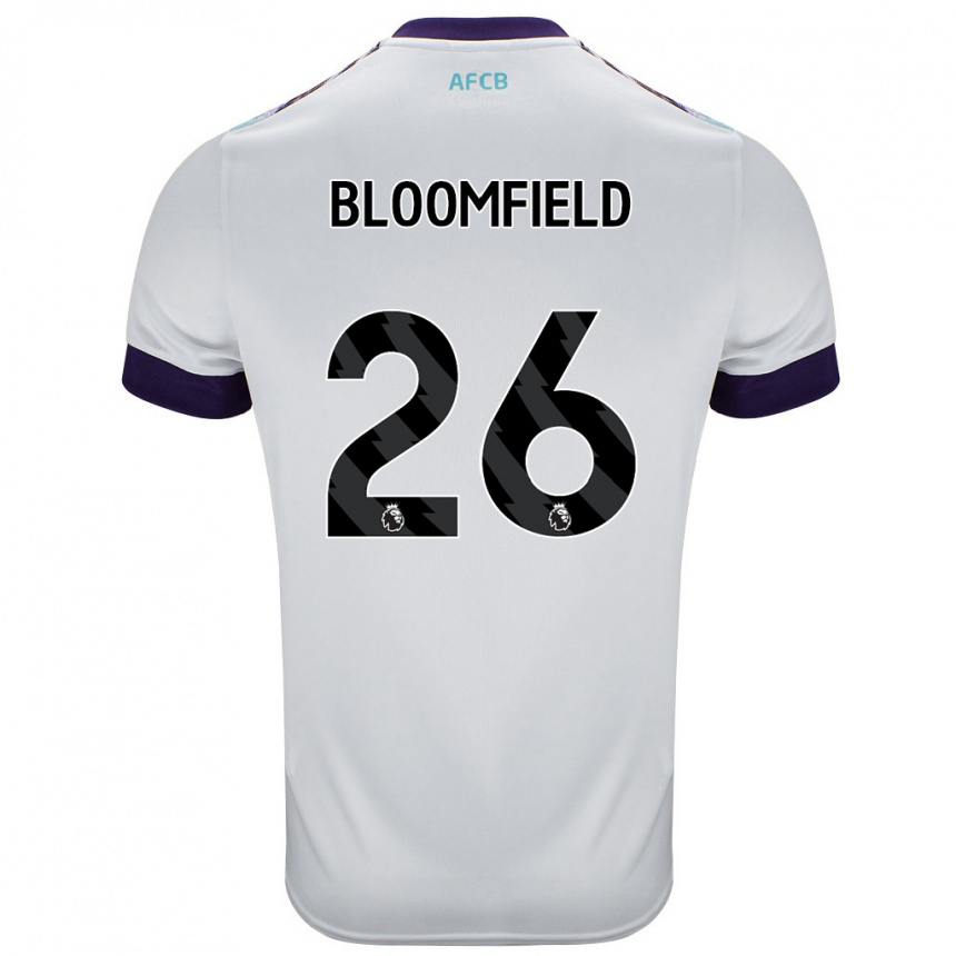 Niño Fútbol Camiseta Erin Bloomfield #26 Blanco Verde Púrpura 2ª Equipación 2024/25