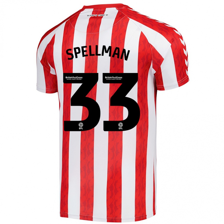 Hombre Fútbol Camiseta Michael Spellman #33 Rojo Blanco 1ª Equipación 2024/25