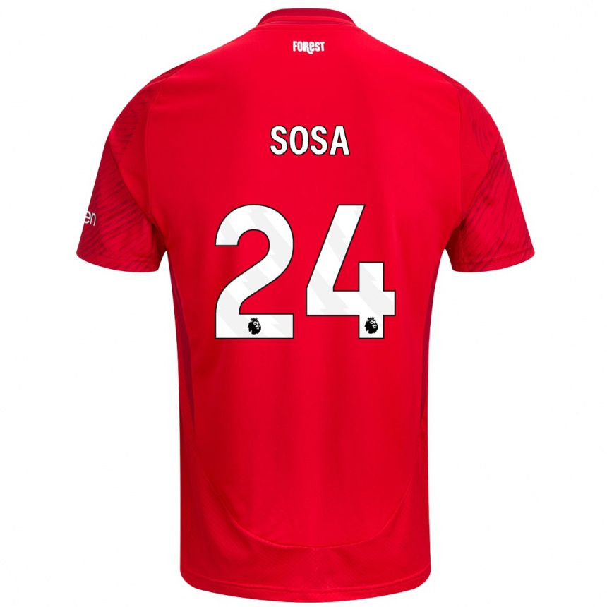 Hombre Fútbol Camiseta Ramón Sosa #24 Rojo Blanco 1ª Equipación 2024/25