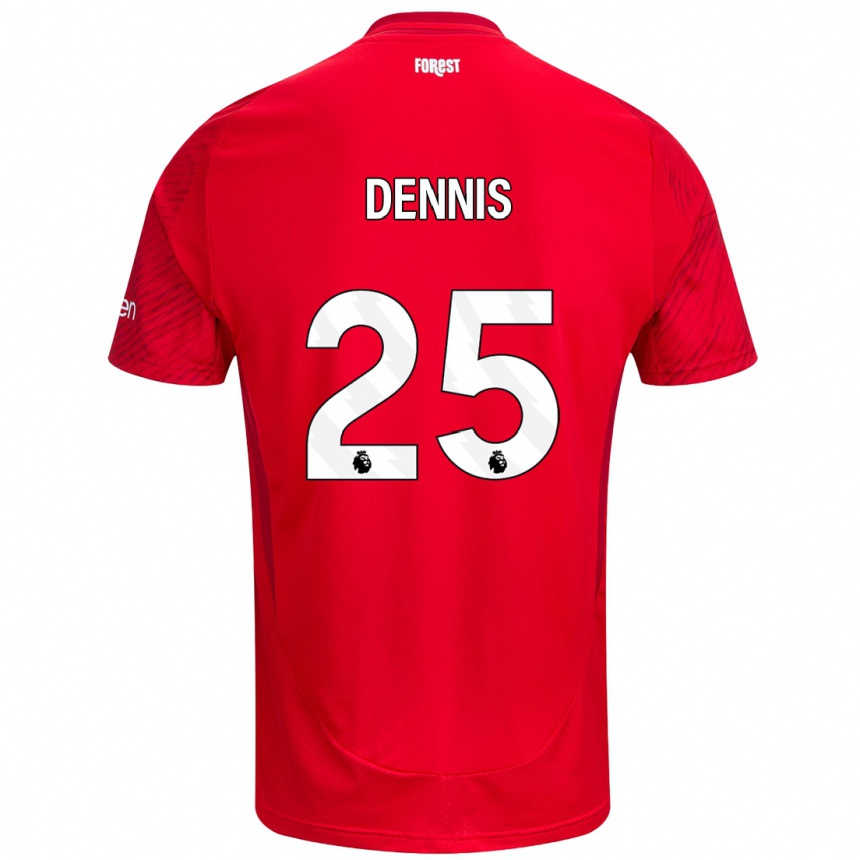 Hombre Fútbol Camiseta Emmanuel Dennis #25 Rojo Blanco 1ª Equipación 2024/25