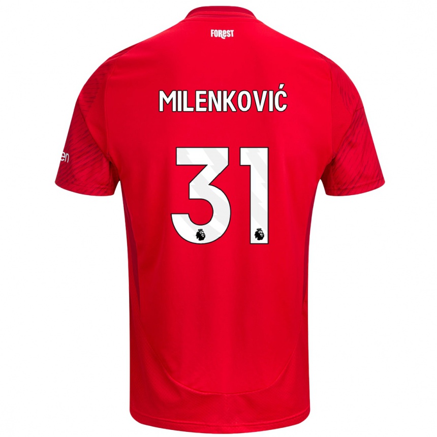 Hombre Fútbol Camiseta Nikola Milenković #31 Rojo Blanco 1ª Equipación 2024/25