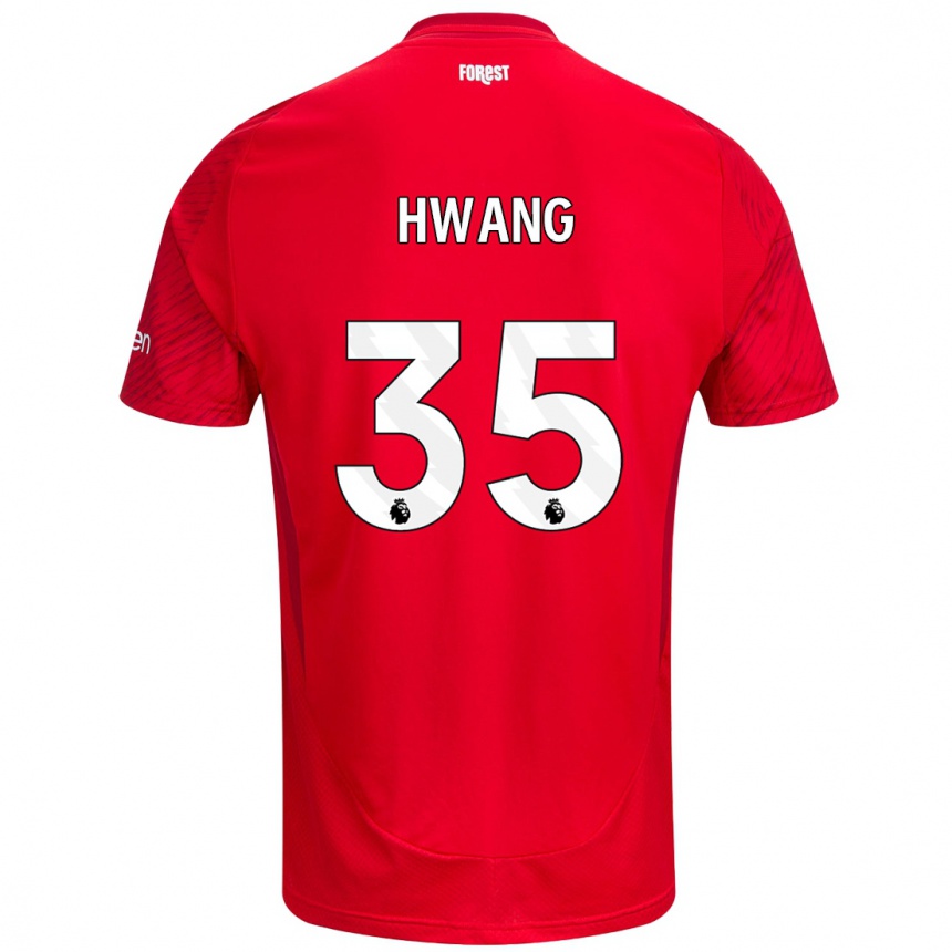 Hombre Fútbol Camiseta Ui-Jo Hwang #35 Rojo Blanco 1ª Equipación 2024/25