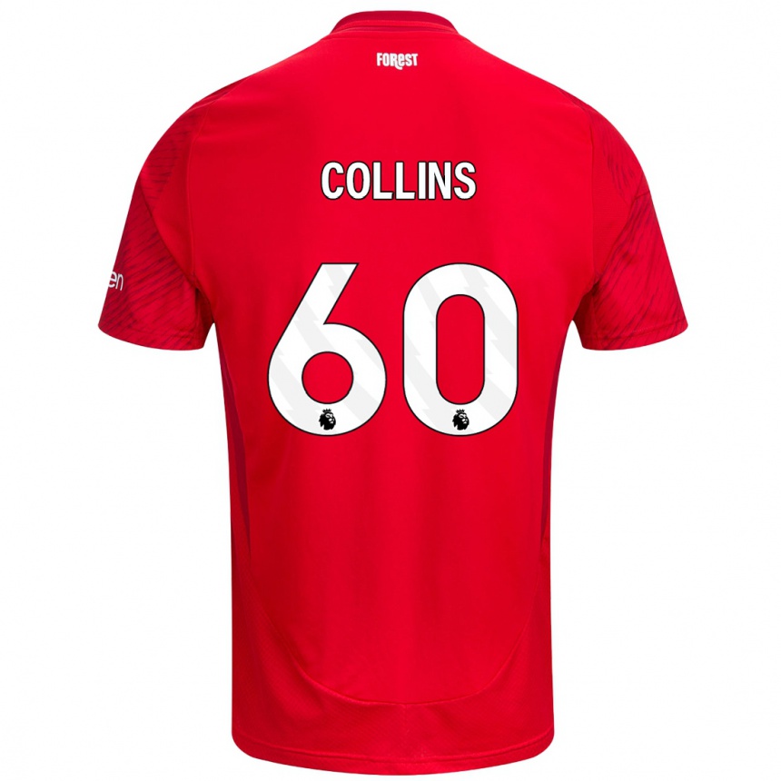 Hombre Fútbol Camiseta Sam Collins #60 Rojo Blanco 1ª Equipación 2024/25