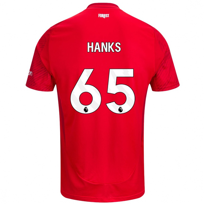 Hombre Fútbol Camiseta Justin Hanks #65 Rojo Blanco 1ª Equipación 2024/25