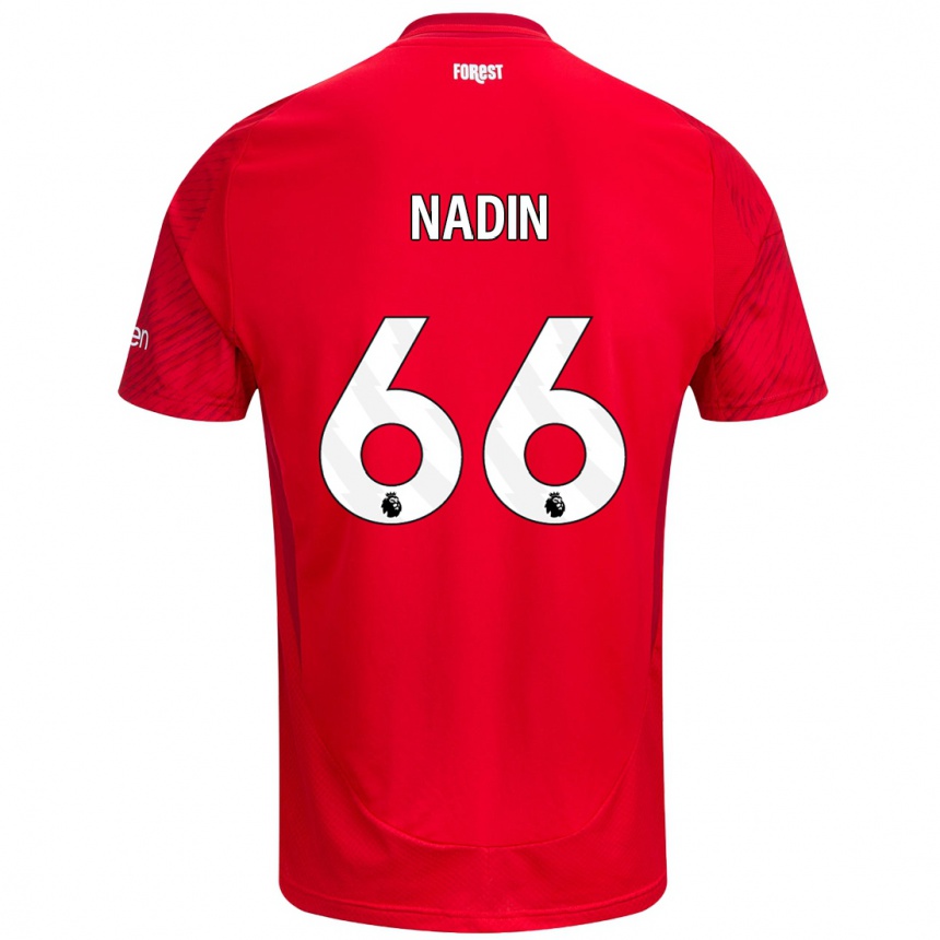 Hombre Fútbol Camiseta Jack Nadin #66 Rojo Blanco 1ª Equipación 2024/25