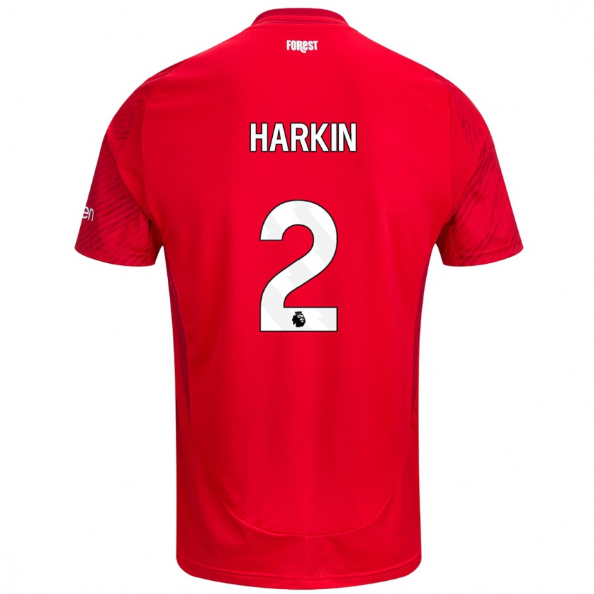 Hombre Fútbol Camiseta Lyndsey Harkin #2 Rojo Blanco 1ª Equipación 2024/25