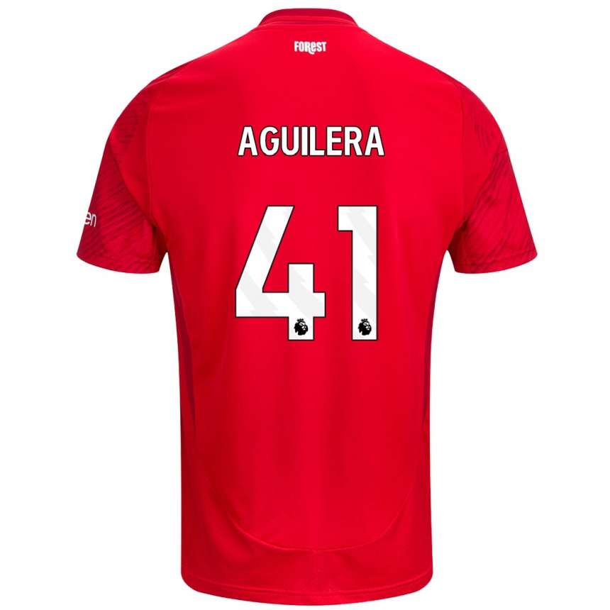 Hombre Fútbol Camiseta Brandon Aguilera #41 Rojo Blanco 1ª Equipación 2024/25