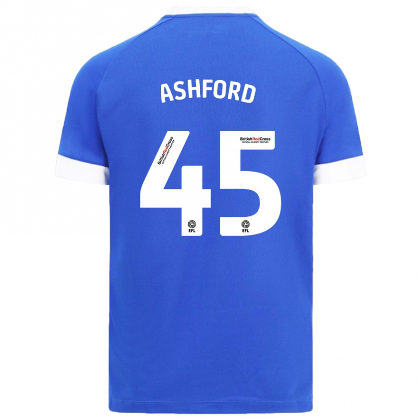 Hombre Fútbol Camiseta Cian Ashford #45 Azul Cielo 1ª Equipación 2024/25