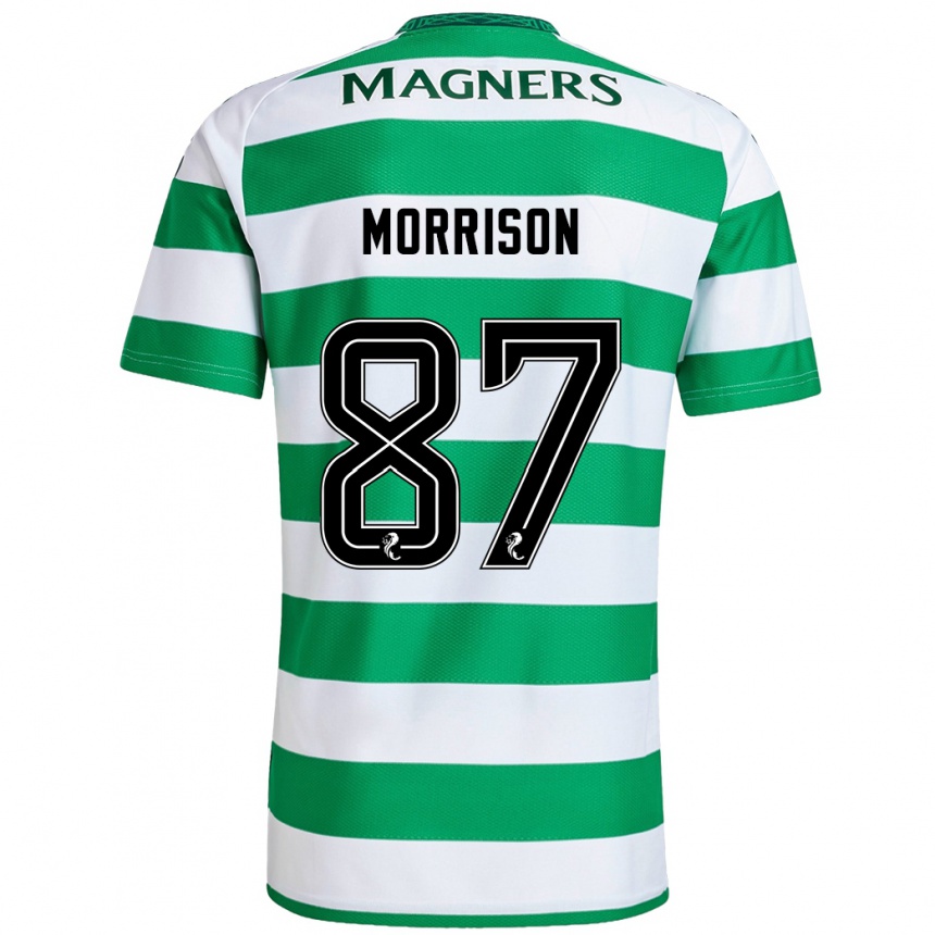 Hombre Fútbol Camiseta Joe Morrison #87 Verde Blanco 1ª Equipación 2024/25