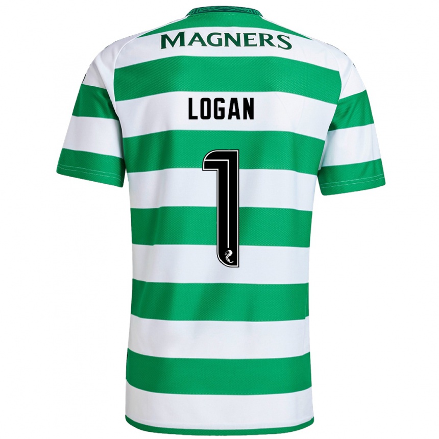 Hombre Fútbol Camiseta Chloe Logan #1 Verde Blanco 1ª Equipación 2024/25