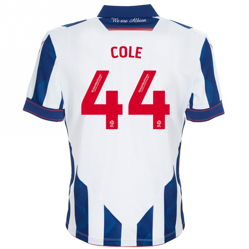 Hombre Fútbol Camiseta Devante Cole #44 Blanco Azul Oscuro 1ª Equipación 2024/25