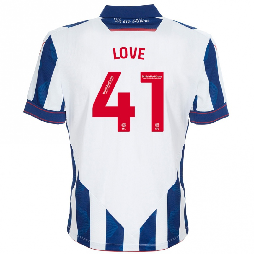 Hombre Fútbol Camiseta Layton Love #41 Blanco Azul Oscuro 1ª Equipación 2024/25