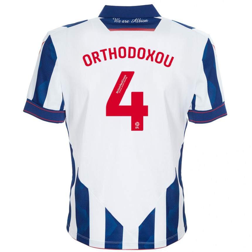 Hombre Fútbol Camiseta Francesca Orthodoxou #4 Blanco Azul Oscuro 1ª Equipación 2024/25