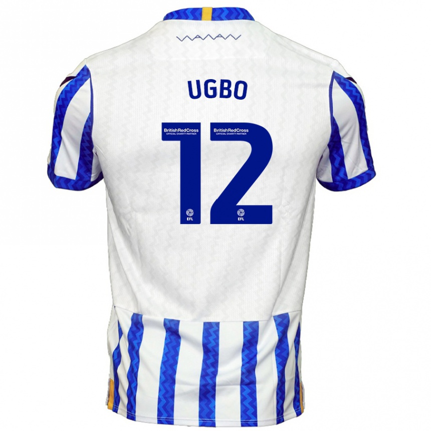 Hombre Fútbol Camiseta Iké Ugbo #12 Azul Blanco 1ª Equipación 2024/25