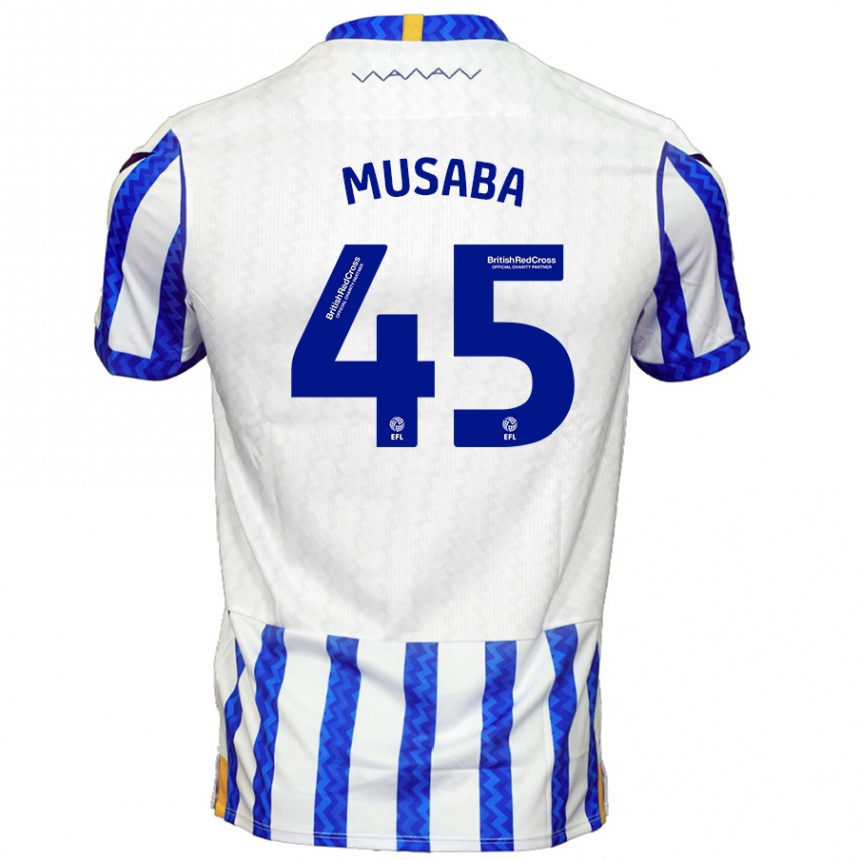 Hombre Fútbol Camiseta Anthony Musaba #45 Azul Blanco 1ª Equipación 2024/25