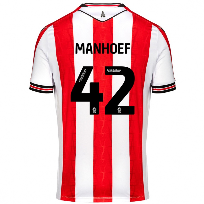 Hombre Fútbol Camiseta Million Manhoef #42 Rojo Blanco 1ª Equipación 2024/25