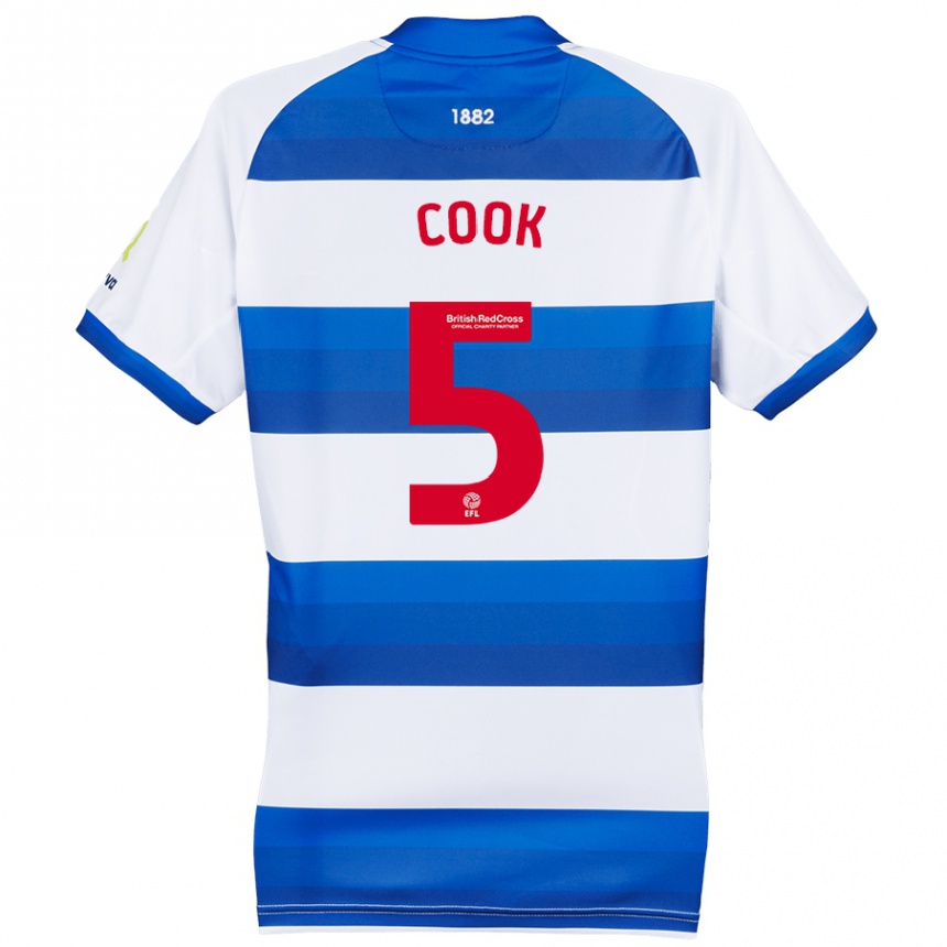 Hombre Fútbol Camiseta Steve Cook #5 Blanco Azul 1ª Equipación 2024/25