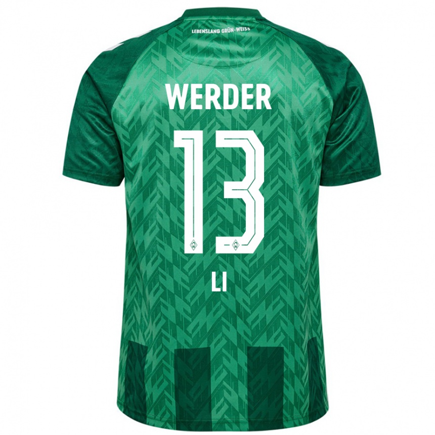 Hombre Fútbol Camiseta Xiancheng Li #13 Verde 1ª Equipación 2024/25