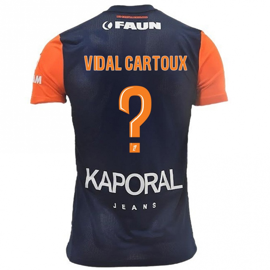 Hombre Fútbol Camiseta Noah Vidal Cartoux #0 Azul Marino Naranja 1ª Equipación 2024/25