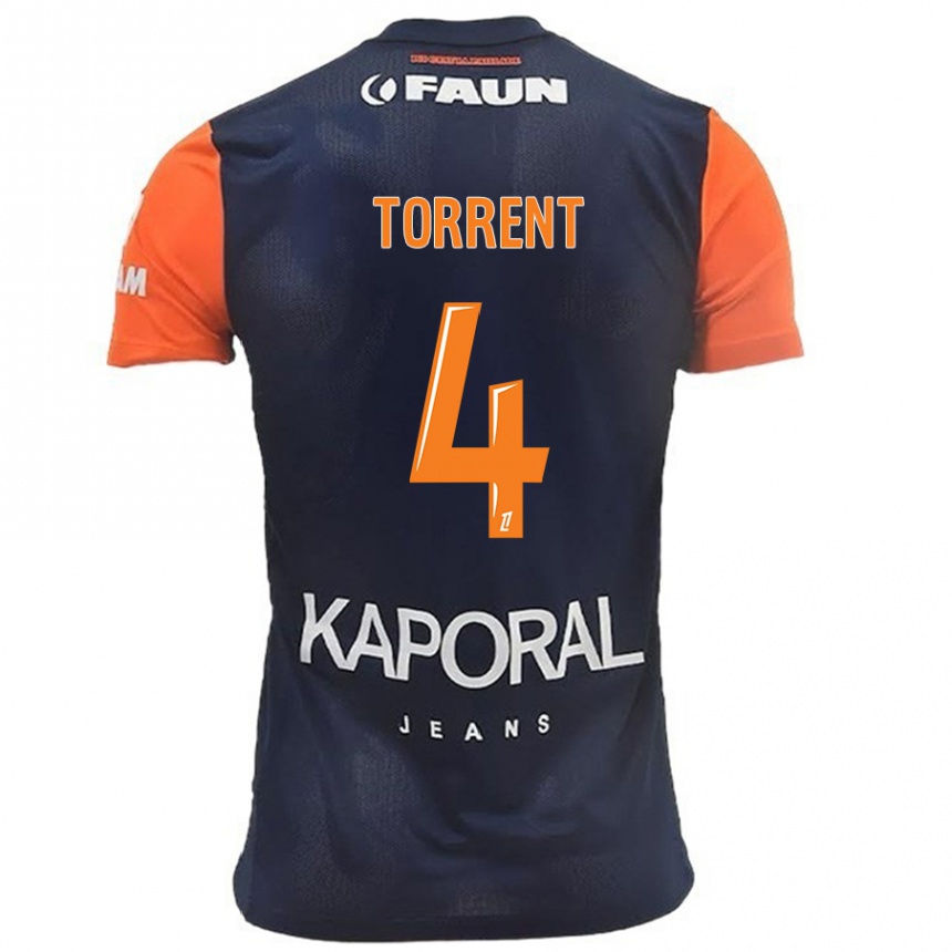 Hombre Fútbol Camiseta Marion Torrent #4 Azul Marino Naranja 1ª Equipación 2024/25