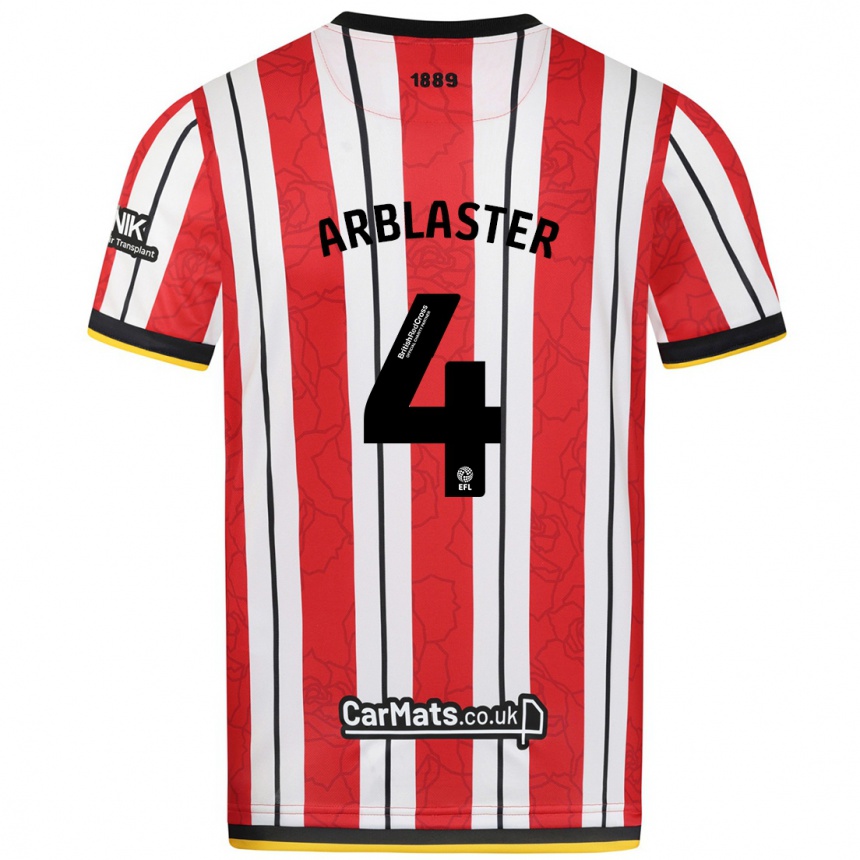 Hombre Fútbol Camiseta Oliver Arblaster #4 Rojo Blanco Rayas 1ª Equipación 2024/25