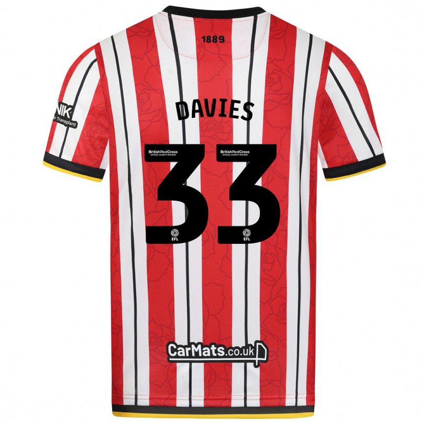 Hombre Fútbol Camiseta Bethan Davies #33 Rojo Blanco Rayas 1ª Equipación 2024/25