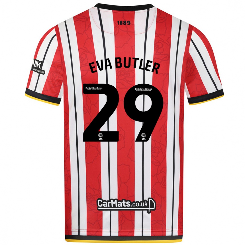 Hombre Fútbol Camiseta Eva Butler #29 Rojo Blanco Rayas 1ª Equipación 2024/25