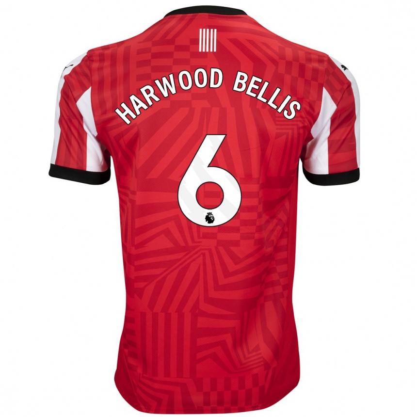 Hombre Fútbol Camiseta Taylor Harwood-Bellis #6 Rojo Blanco 1ª Equipación 2024/25