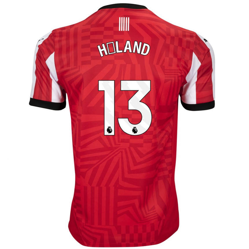 Hombre Fútbol Camiseta Benedicte Håland #13 Rojo Blanco 1ª Equipación 2024/25