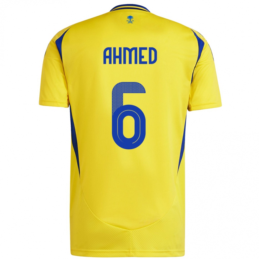 Hombre Fútbol Camiseta Aseel Ahmed #6 Amarillo Azul 1ª Equipación 2024/25