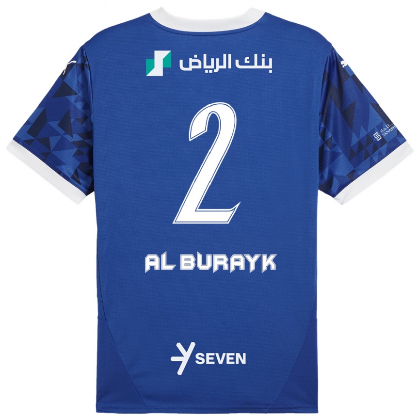 Hombre Fútbol Camiseta Mohammed Al-Burayk #2 Azul Oscuro Blanco 1ª Equipación 2024/25