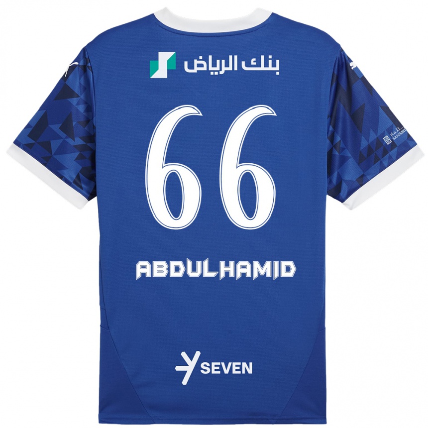 Hombre Fútbol Camiseta Saud Abdulhamid #66 Azul Oscuro Blanco 1ª Equipación 2024/25