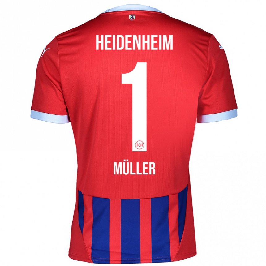 Hombre Fútbol Camiseta Kevin Müller #1 Rojo Azul 1ª Equipación 2024/25