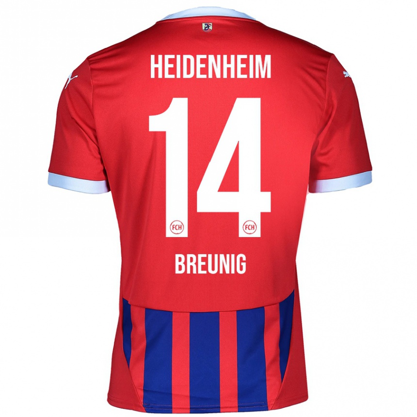 Hombre Fútbol Camiseta Maximilian Breunig #14 Rojo Azul 1ª Equipación 2024/25