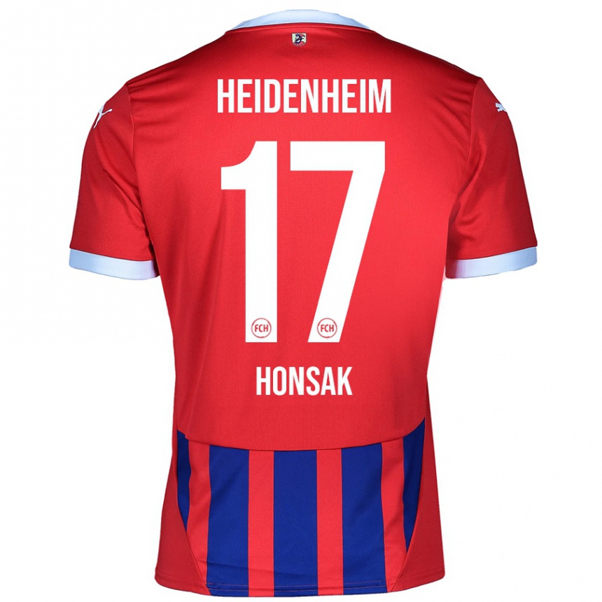 Hombre Fútbol Camiseta Mathias Honsak #17 Rojo Azul 1ª Equipación 2024/25