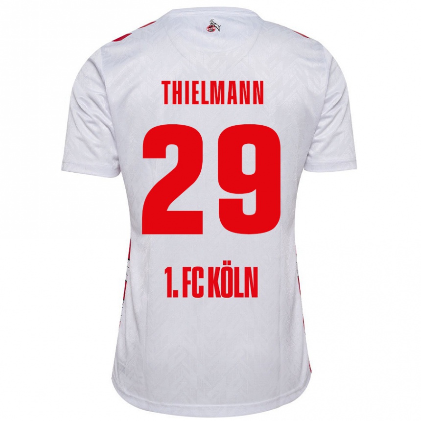 Hombre Fútbol Camiseta Jan Thielmann #29 Blanco Rojo 1ª Equipación 2024/25