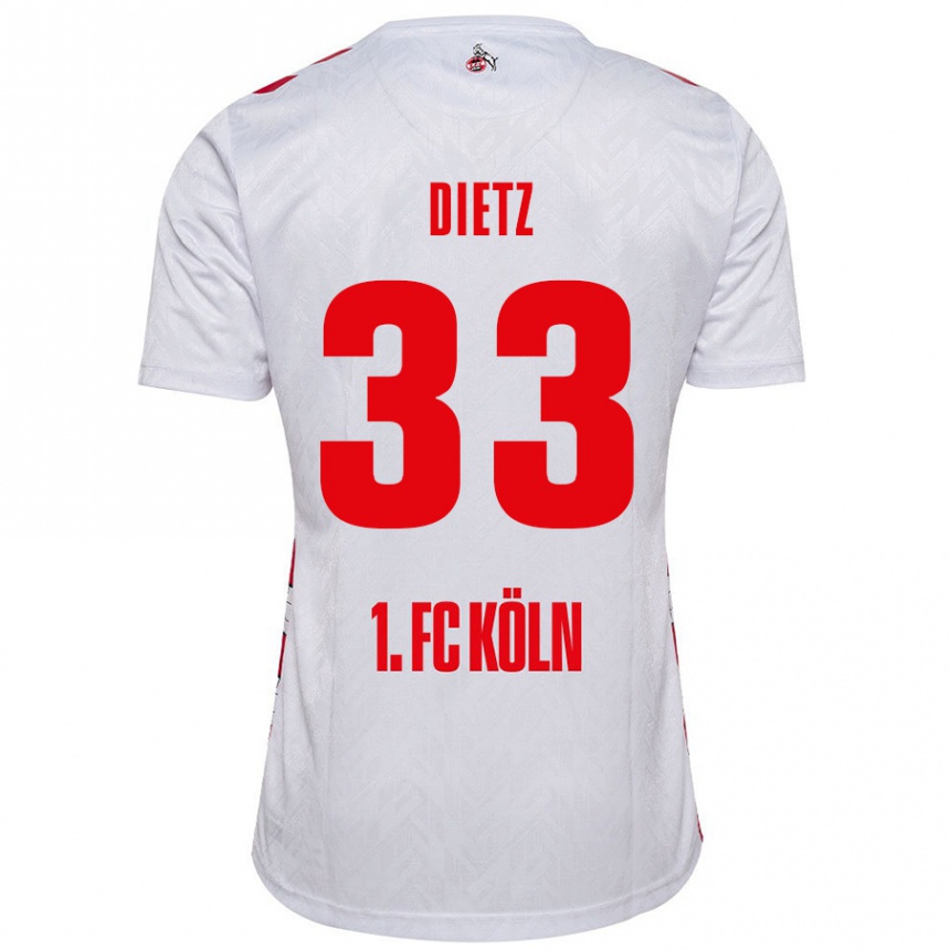 Hombre Fútbol Camiseta Florian Dietz #33 Blanco Rojo 1ª Equipación 2024/25