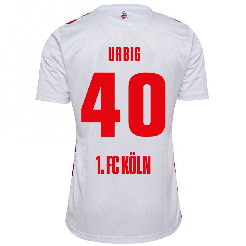 Hombre Fútbol Camiseta Jonas Urbig #40 Blanco Rojo 1ª Equipación 2024/25