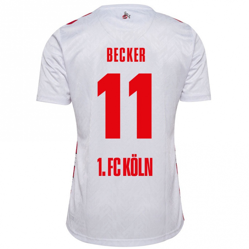 Hombre Fútbol Camiseta Marlon Becker #11 Blanco Rojo 1ª Equipación 2024/25