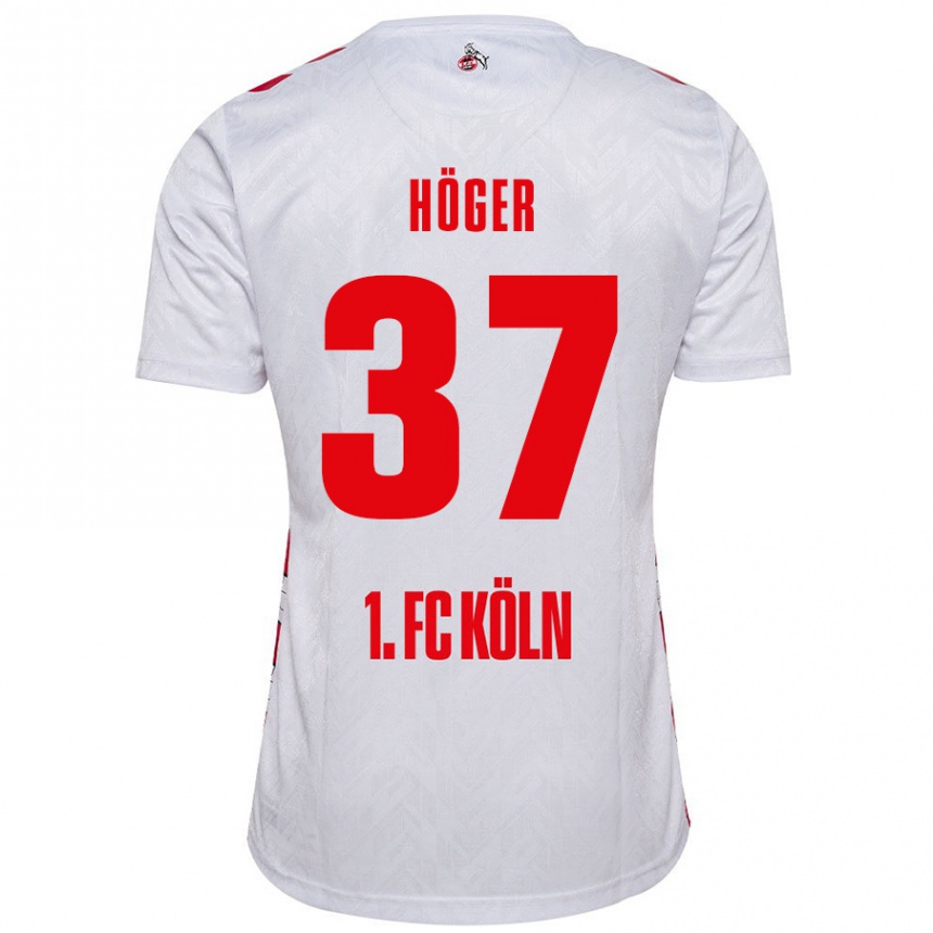 Hombre Fútbol Camiseta Marco Höger #37 Blanco Rojo 1ª Equipación 2024/25