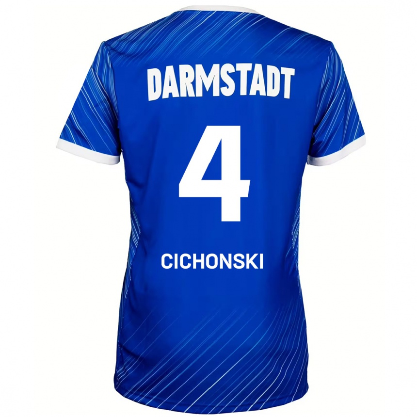 Hombre Fútbol Camiseta Florian Cichonski #4 Azul Blanco 1ª Equipación 2024/25