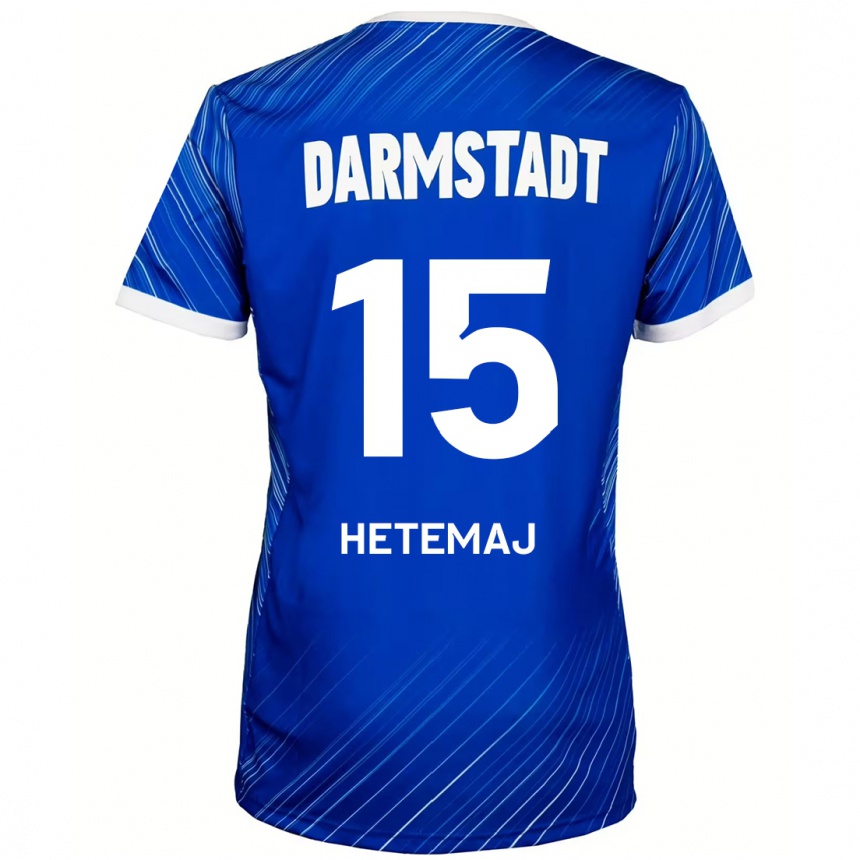 Hombre Fútbol Camiseta Gentrit Hetemaj #15 Azul Blanco 1ª Equipación 2024/25