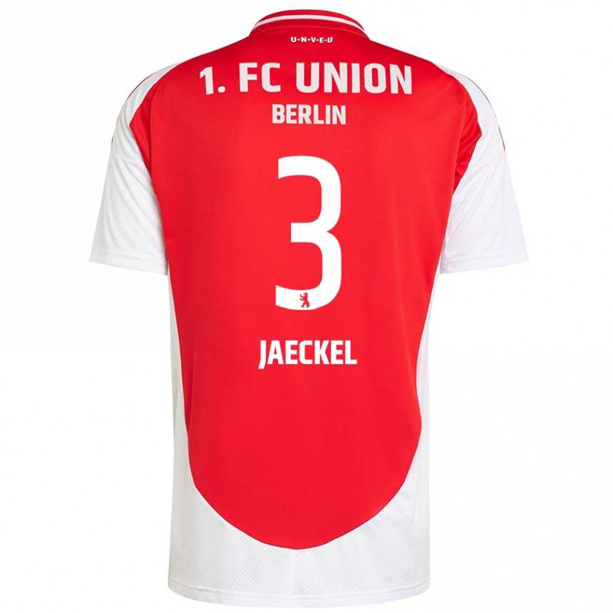 Hombre Fútbol Camiseta Paul Jaeckel #3 Rojo Blanco 1ª Equipación 2024/25