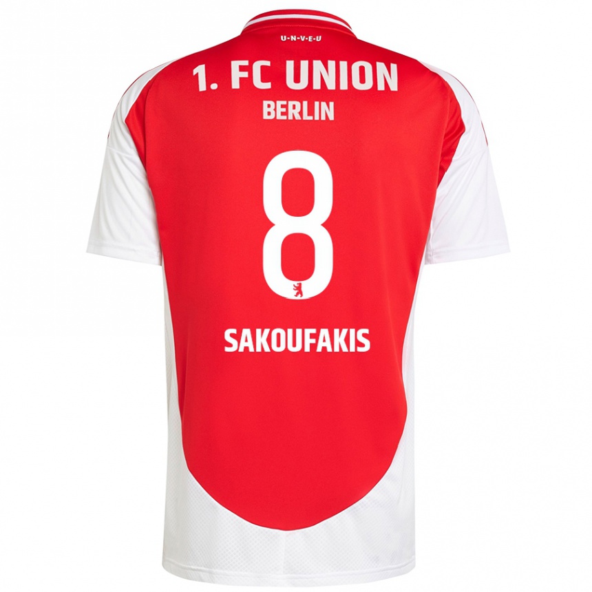 Hombre Fútbol Camiseta Theodor Sakoufakis #8 Rojo Blanco 1ª Equipación 2024/25