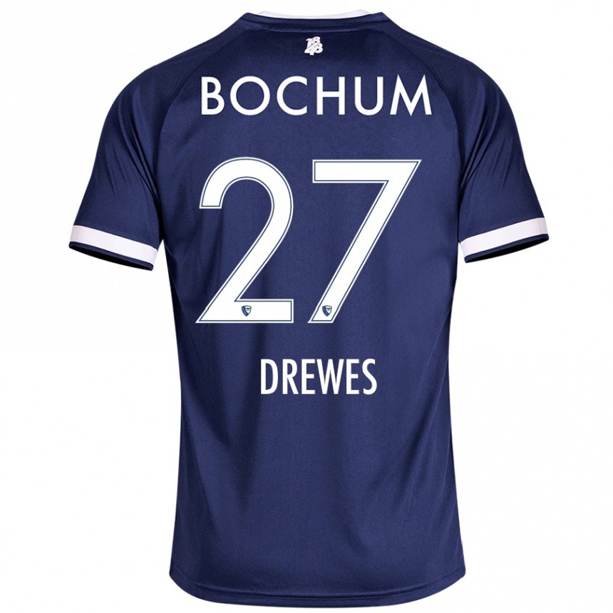 Hombre Fútbol Camiseta Patrick Drewes #27 Azul Oscuro 1ª Equipación 2024/25